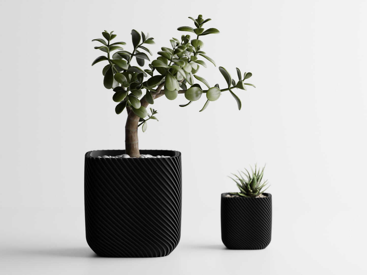 Plant Pot - Single ribbed round cube
