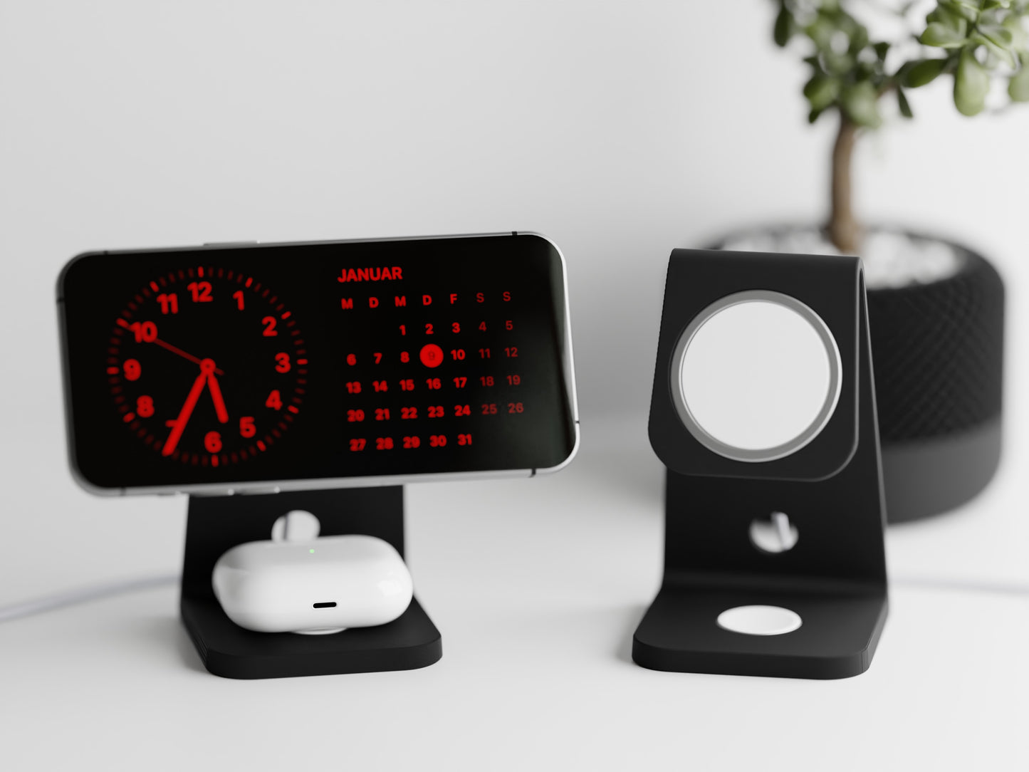 Minimalistic iPhone stand with place for MagSafe charger