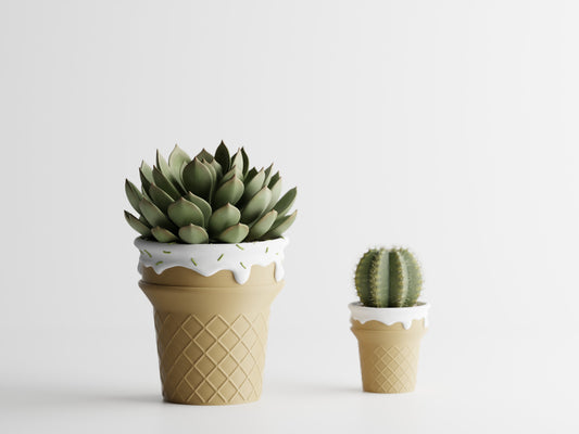 Ice Cream Cone Pot Planter - With sprinkles