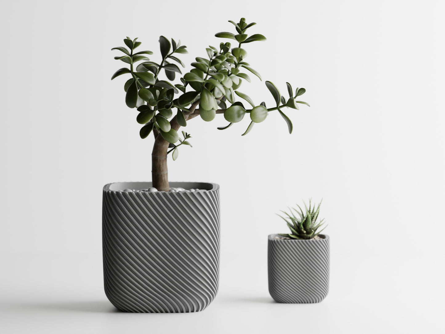 Plant Pot - Single ribbed round cube