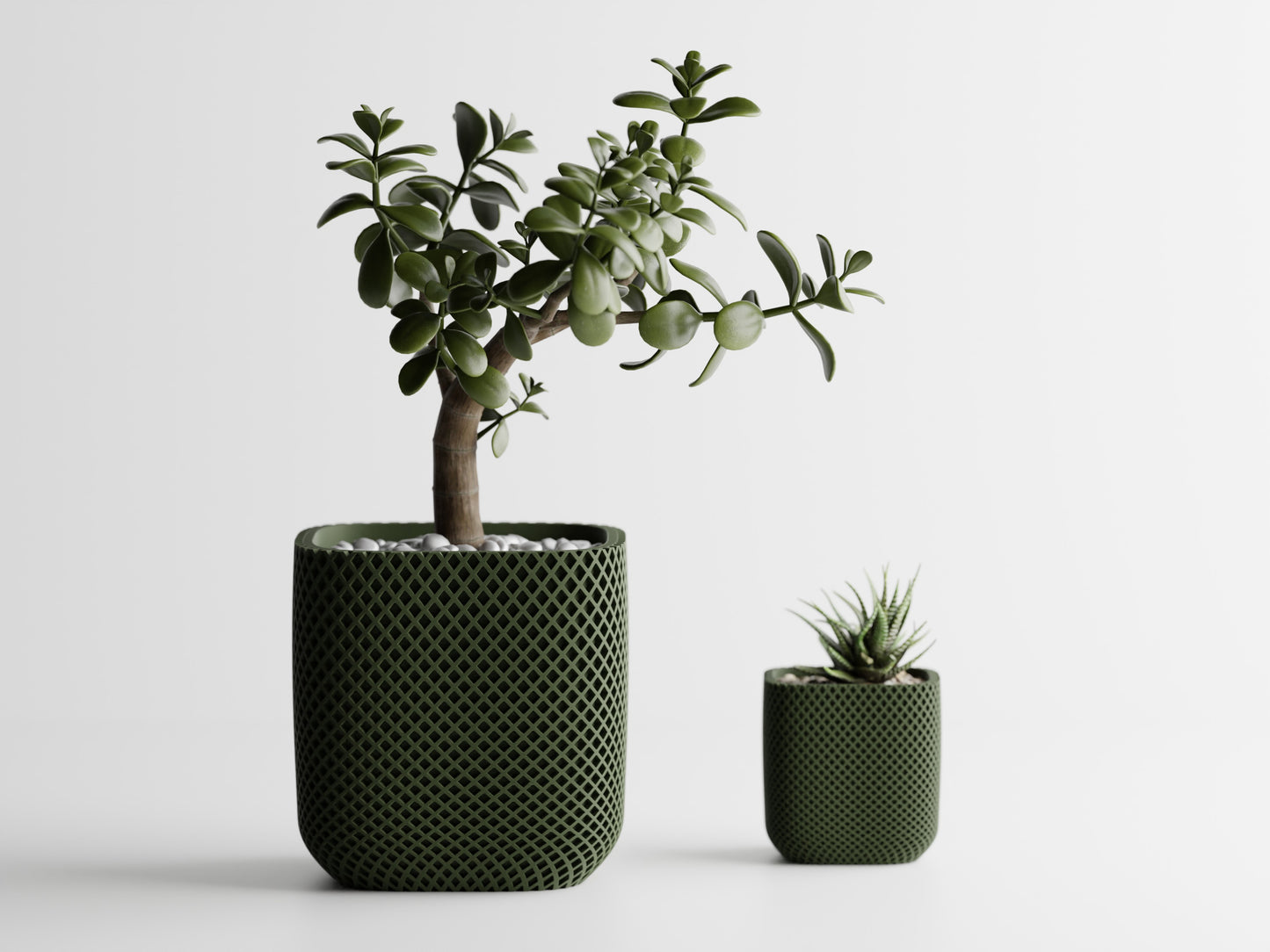 Plant Pot - Fine double ribbed rounded cube