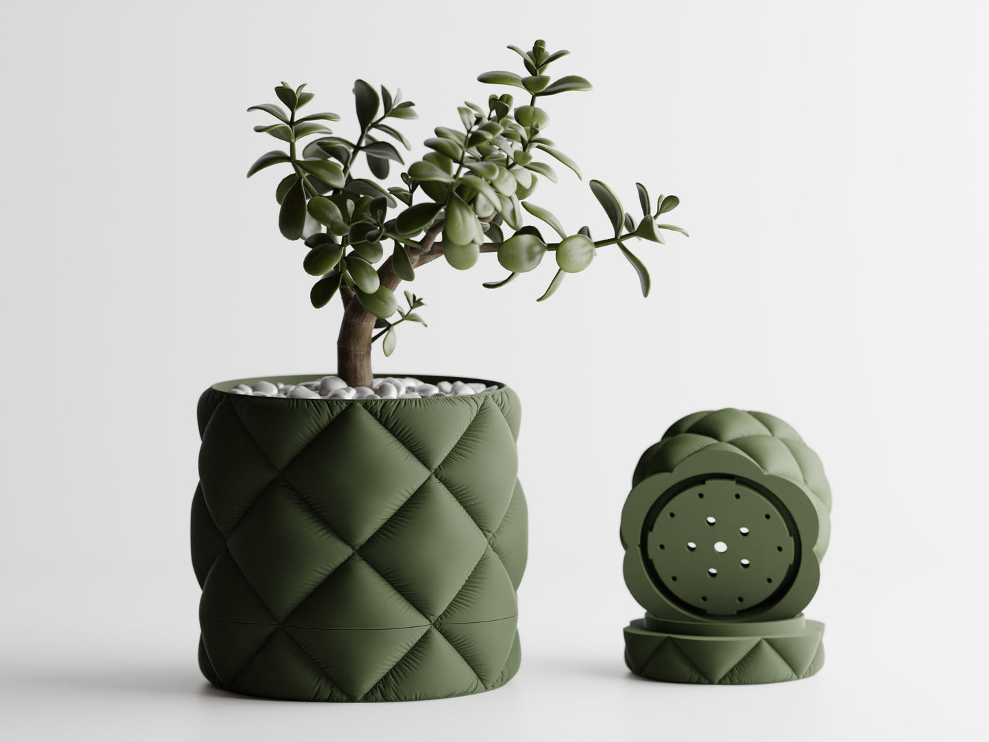 Inflated Cloth plant pot with drip tray