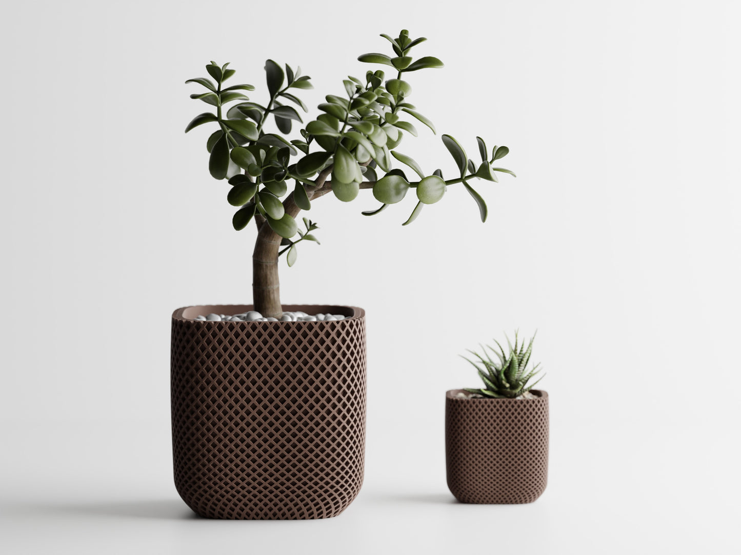 Plant Pot - Fine double ribbed rounded cube