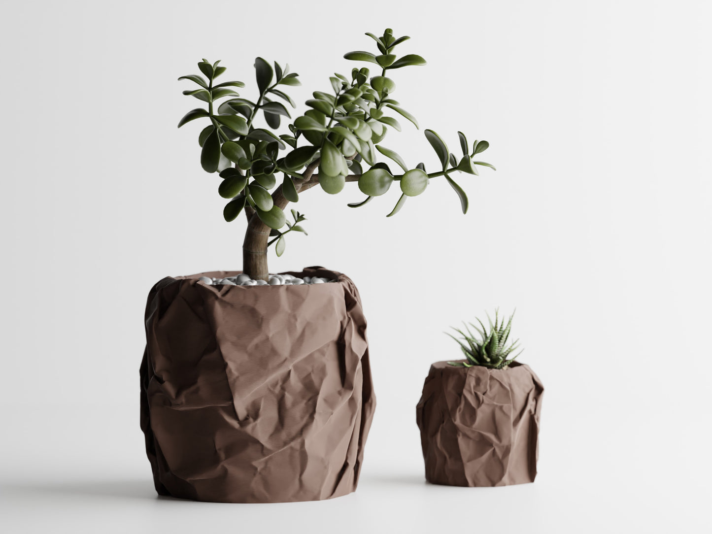 Crumbled paper pot