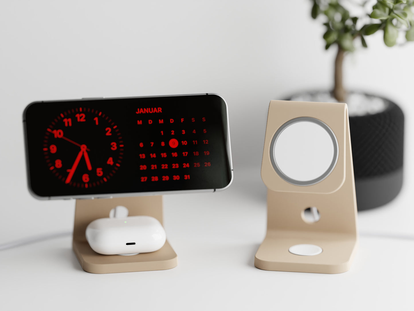 Minimalistic iPhone stand with place for MagSafe charger