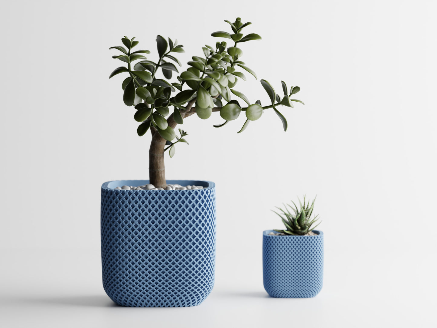 Plant Pot - Fine double ribbed rounded cube