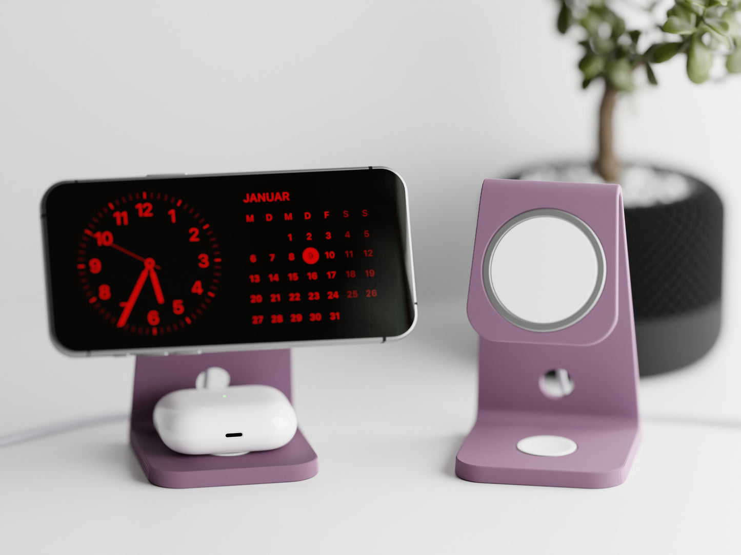 Minimalistic iPhone stand with place for MagSafe charger