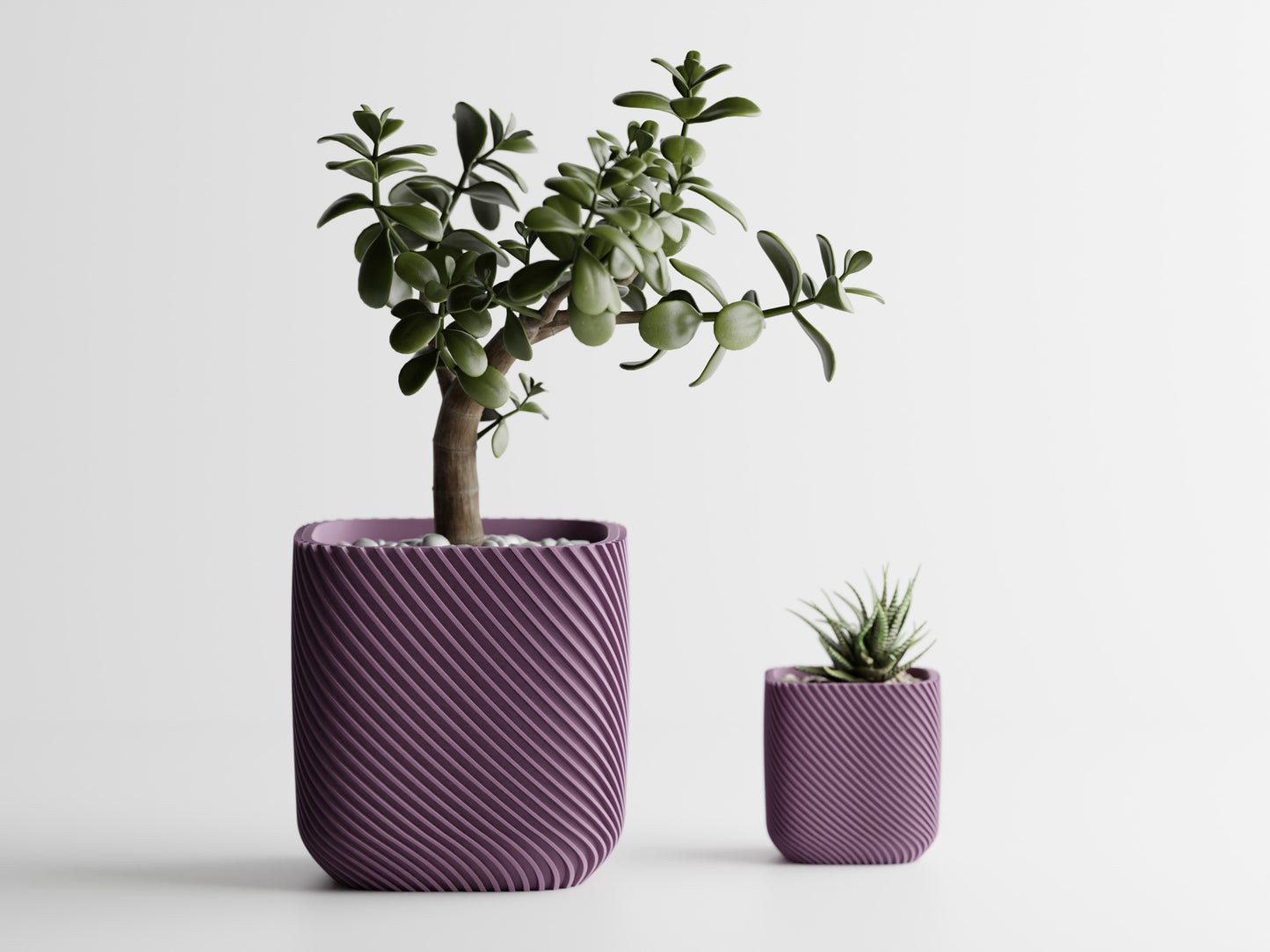 Plant Pot - Single ribbed round cube