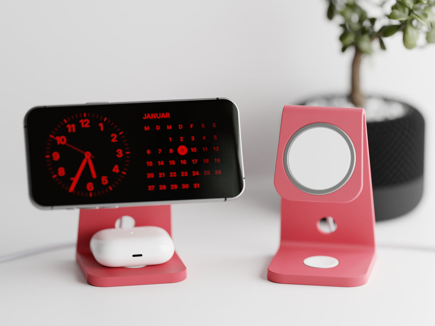 Minimalistic iPhone stand with place for MagSafe charger