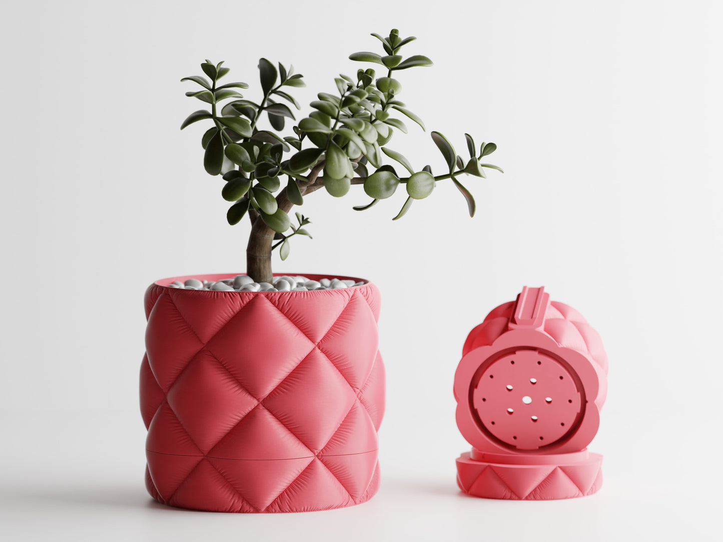 Inflated cloth plant pot with wall mount and drip tray