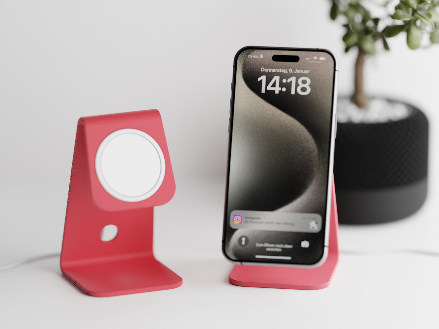 Minimalistic iPhone stand with place for MagSafe charger