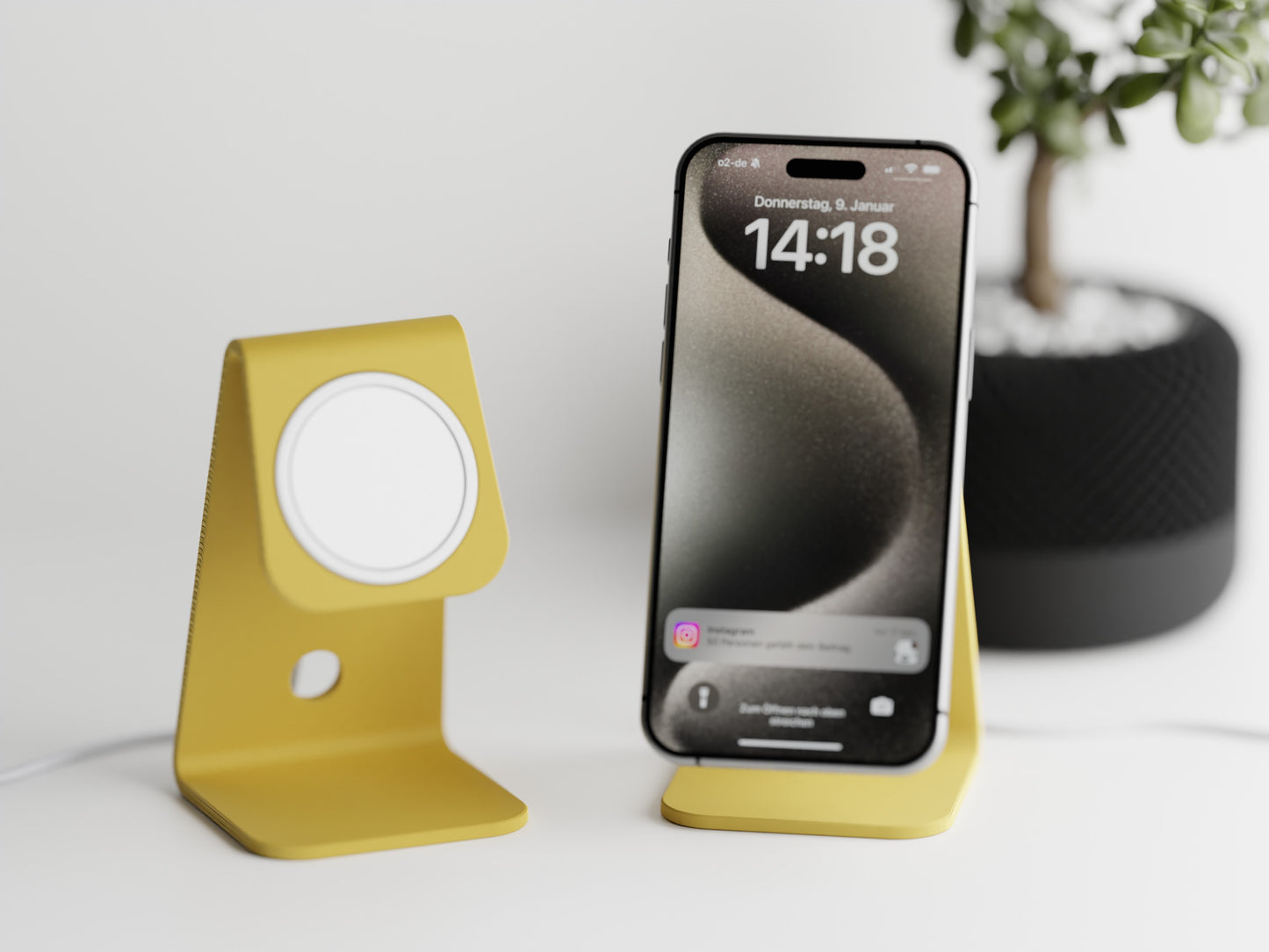 Minimalistic iPhone stand with place for MagSafe charger
