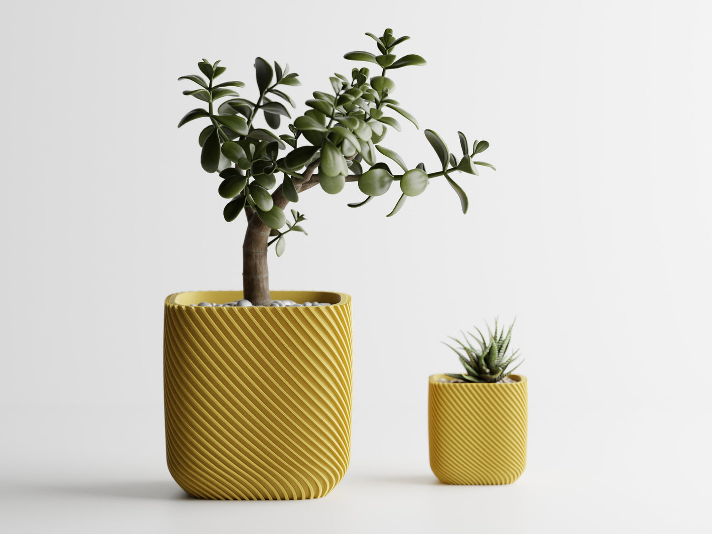 Plant Pot - Single ribbed round cube