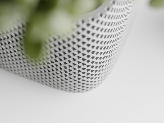 Plant Pot - Fine double ribbed rounded cube