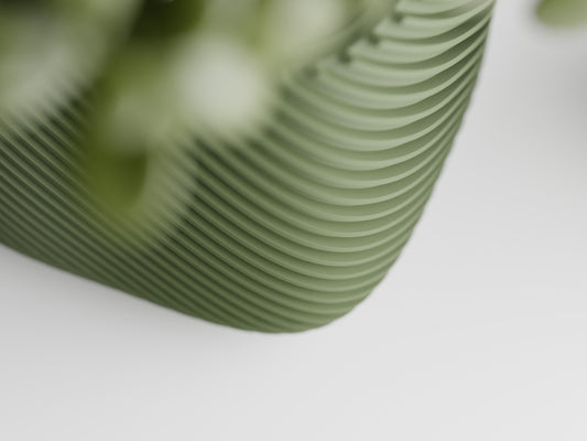 Plant Pot - Single ribbed round cube