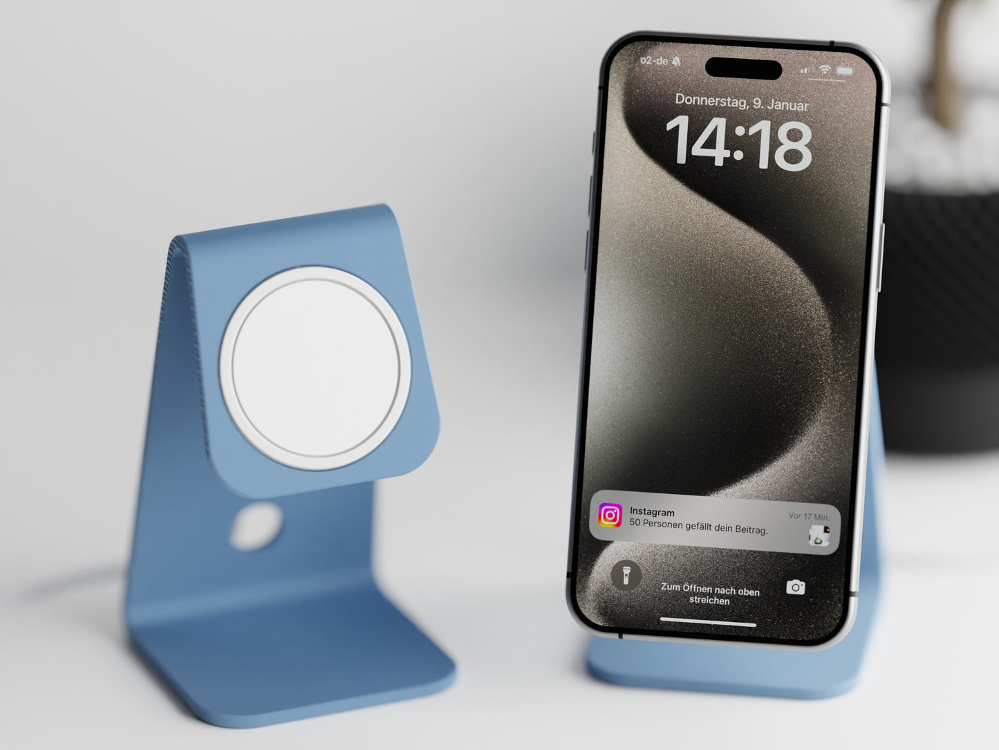 Minimalistic iPhone stand with place for MagSafe charger