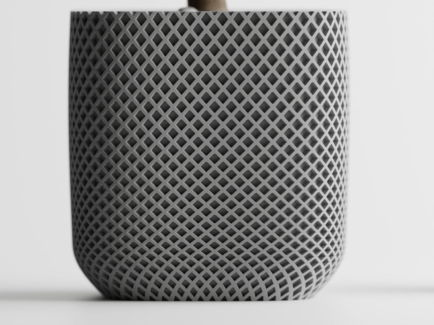 Plant Pot - Fine double ribbed rounded cube