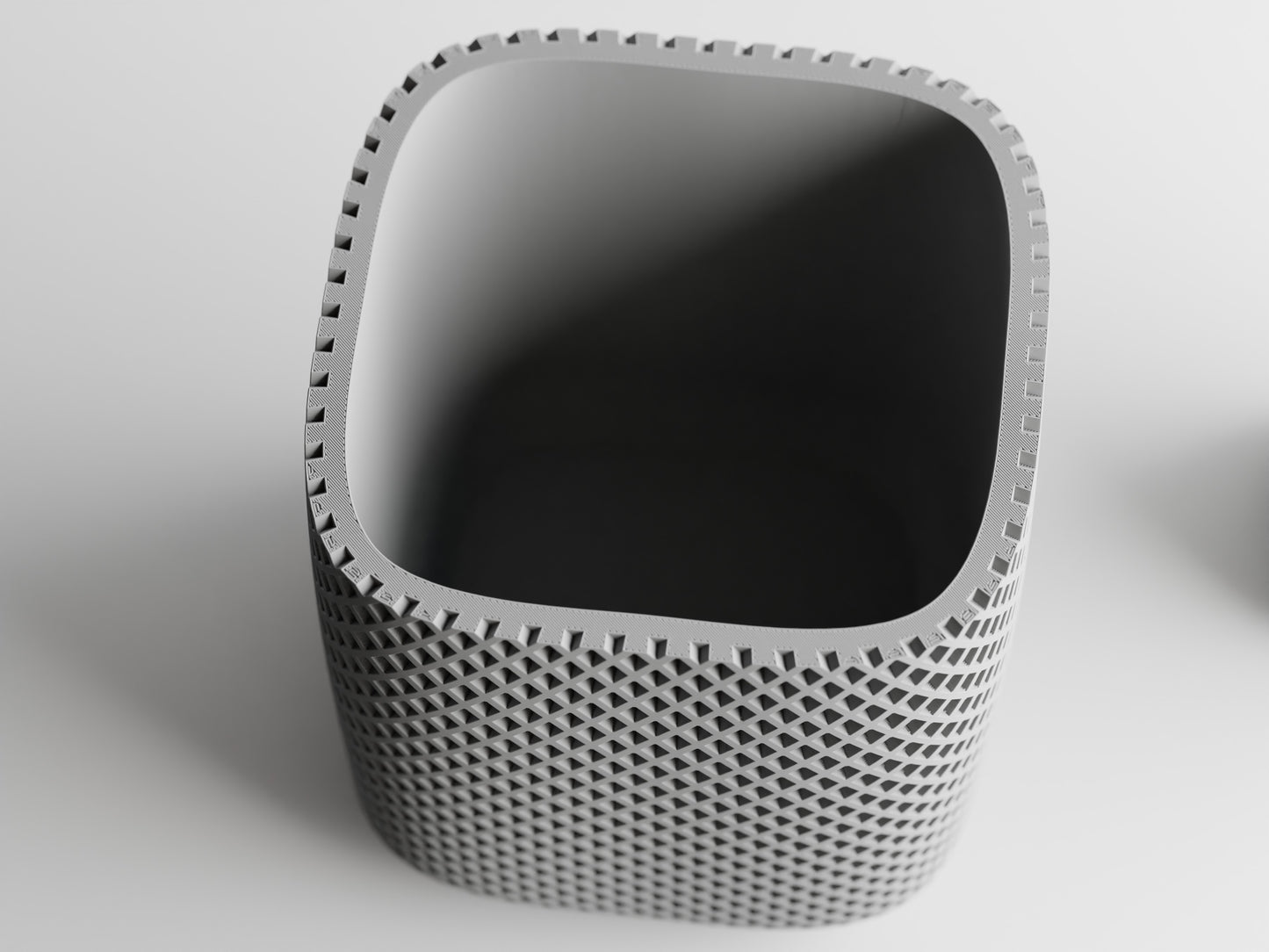 Plant Pot - Fine double ribbed rounded cube