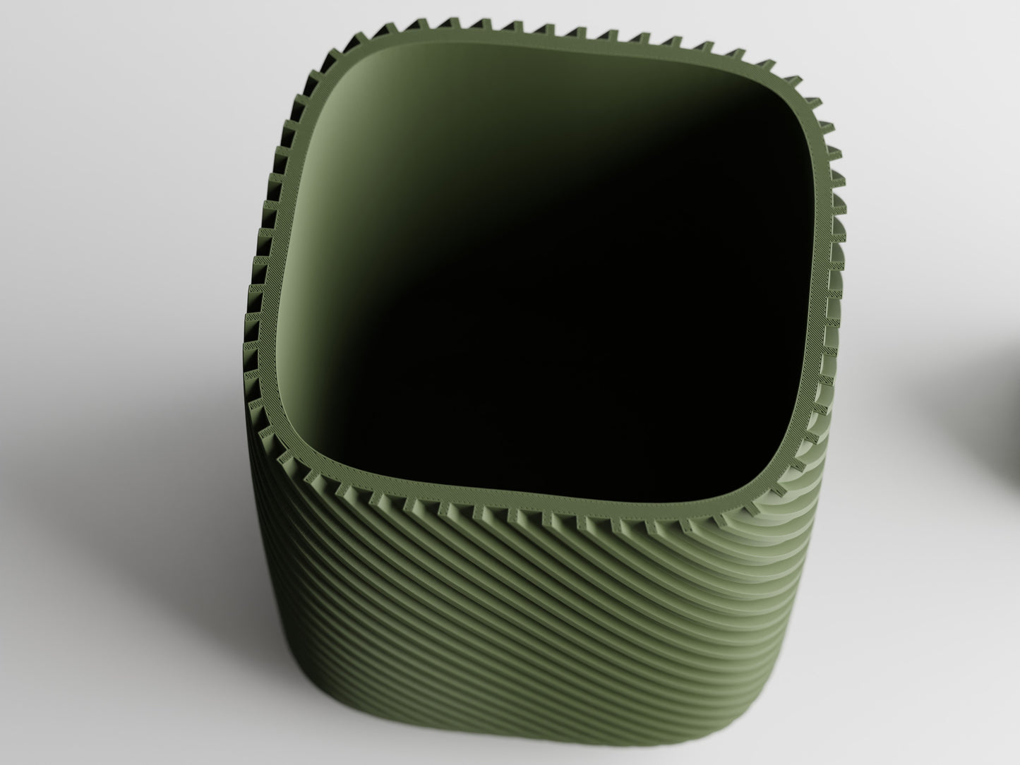 Plant Pot - Single ribbed round cube