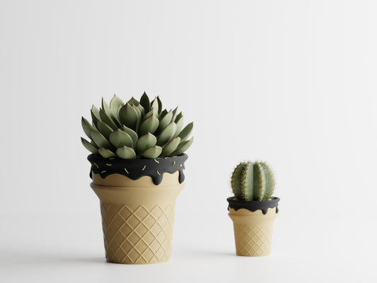 Ice Cream Cone Pot Planter - With sprinkles