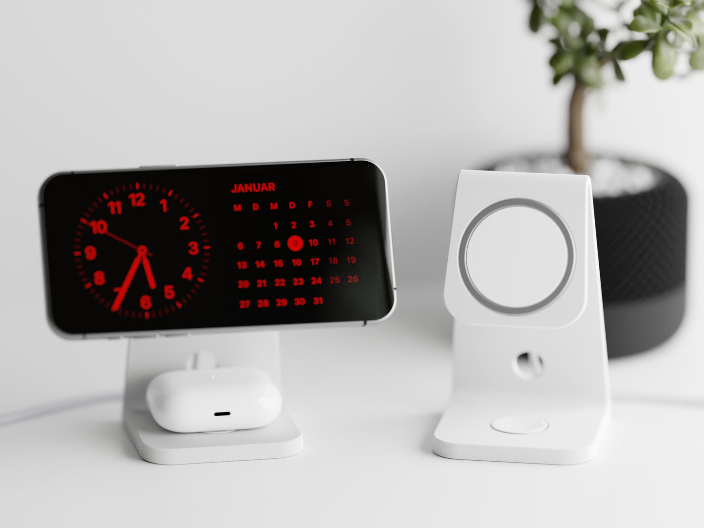 Minimalistic iPhone stand with place for MagSafe charger