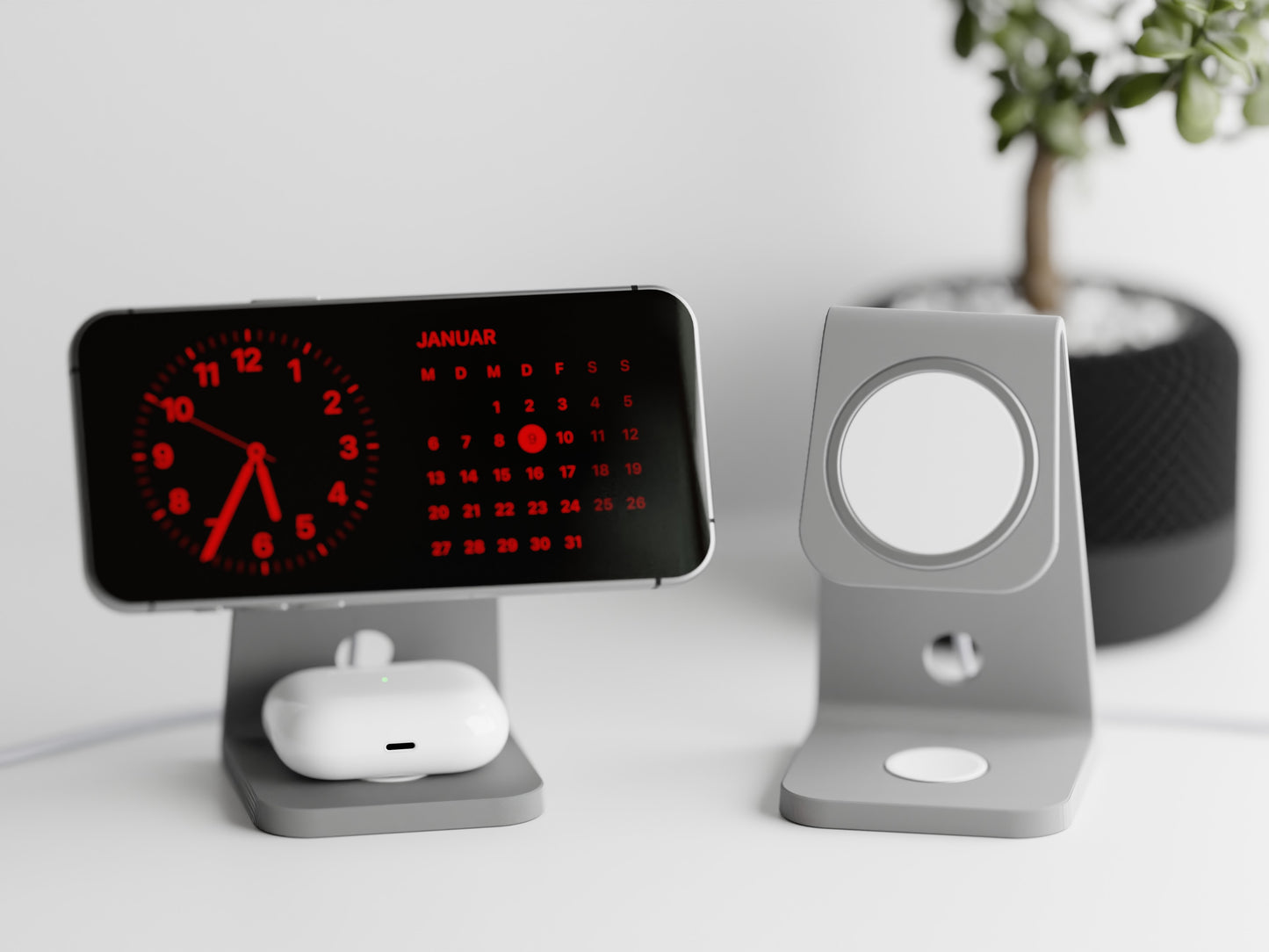 Minimalistic iPhone stand with place for MagSafe charger