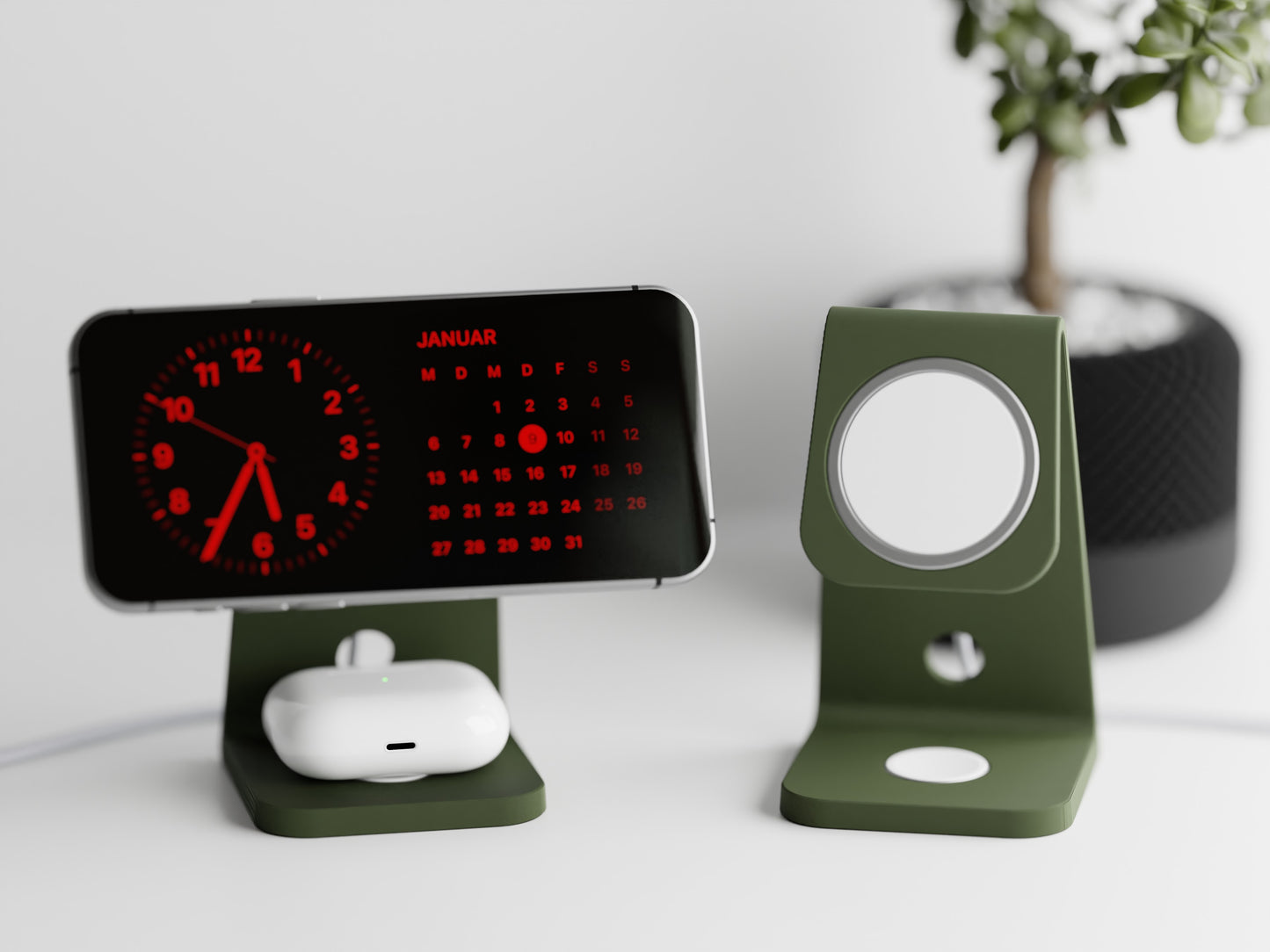 Minimalistic iPhone stand with place for MagSafe charger
