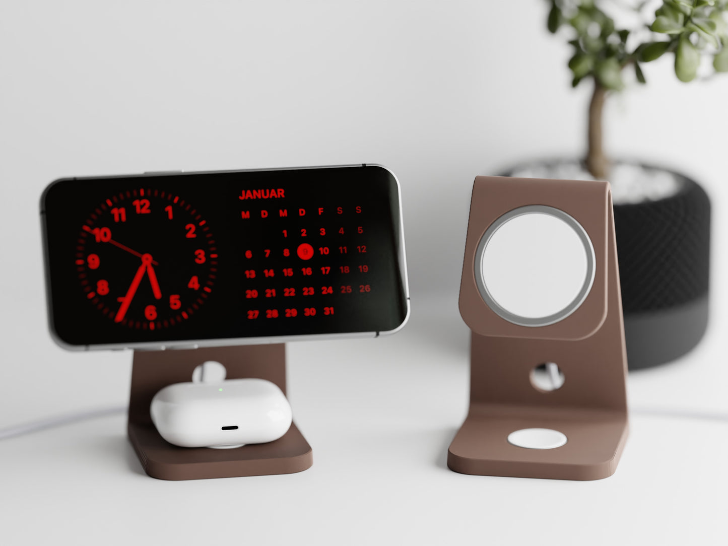 Minimalistic iPhone stand with place for MagSafe charger