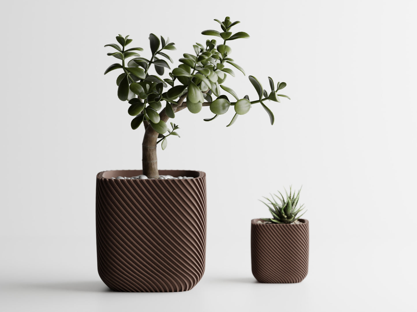 Plant Pot - Single ribbed round cube