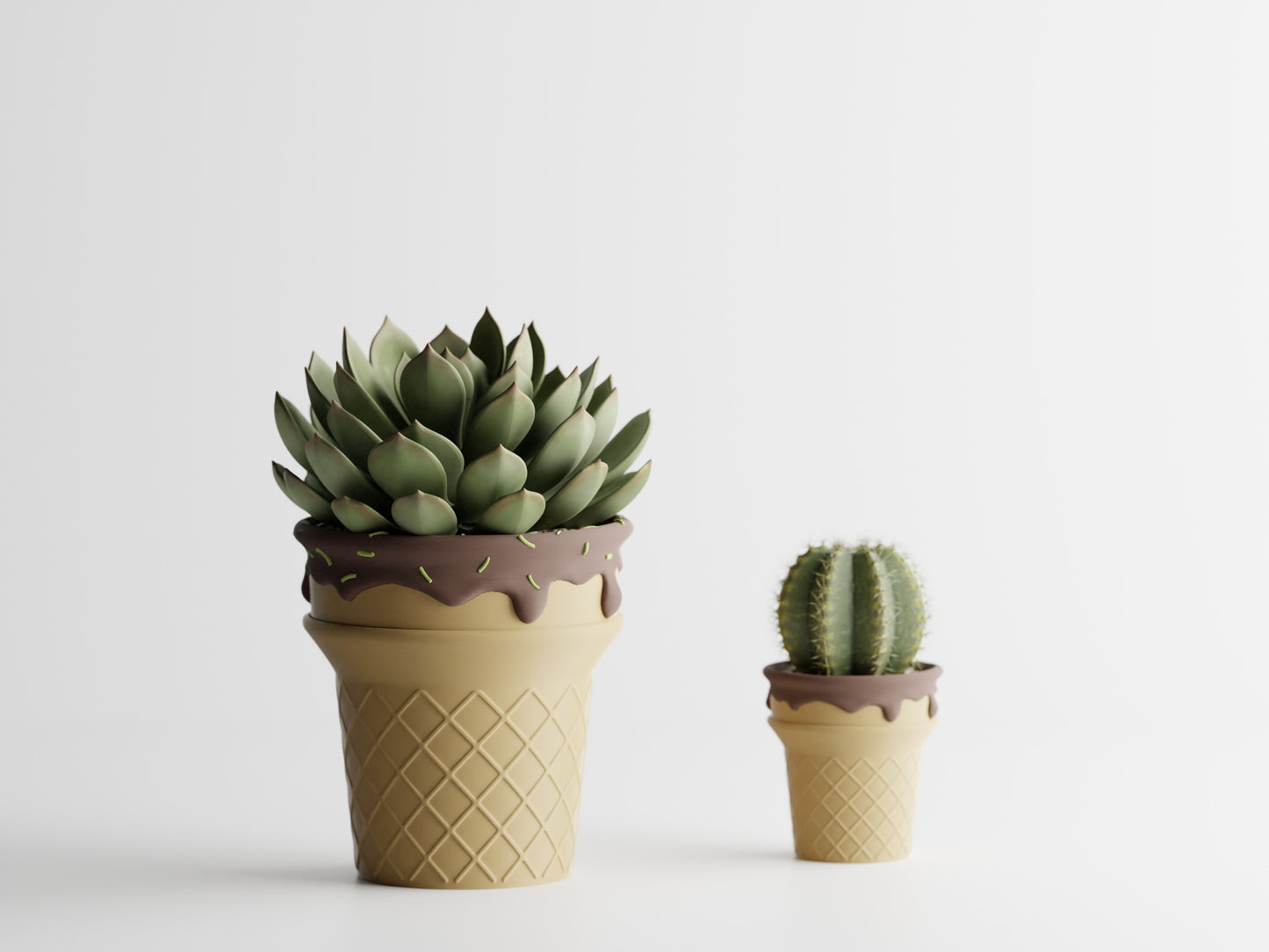 Ice Cream Cone Pot Planter - With sprinkles