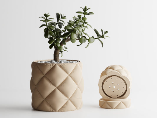 Inflated Cloth plant pot with drip tray