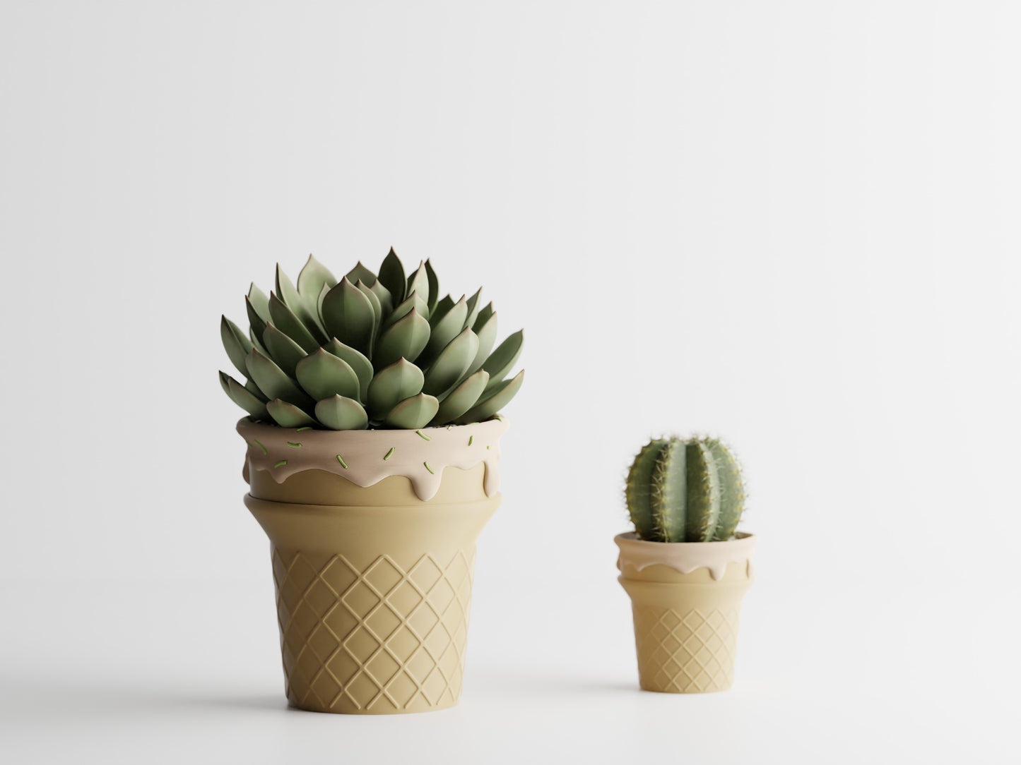 Ice Cream Cone Pot Planter - With sprinkles