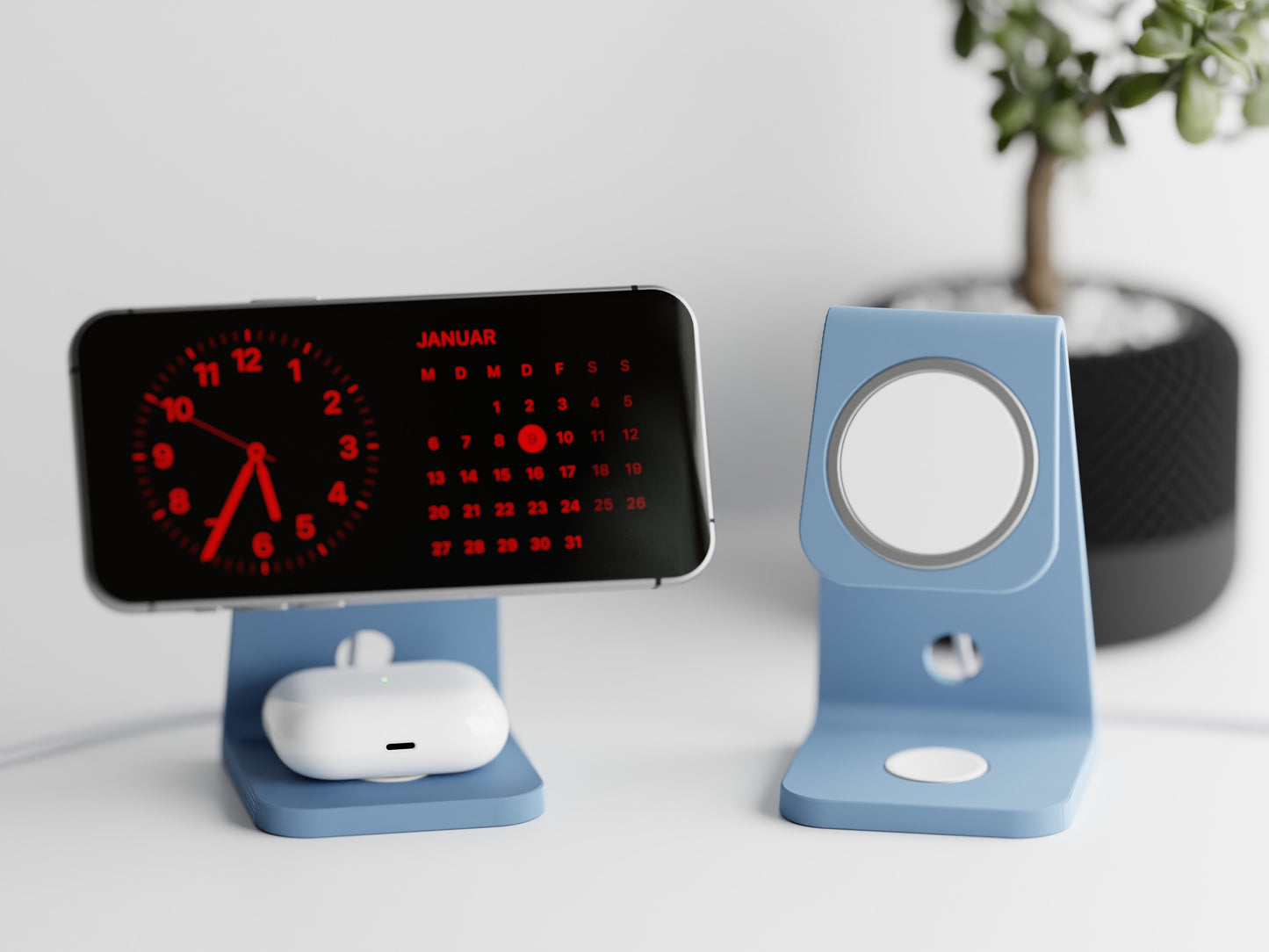 Minimalistic iPhone stand with place for MagSafe charger