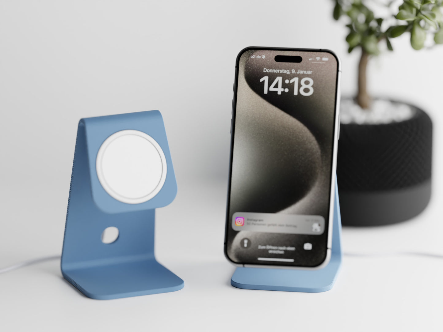 Minimalistic iPhone stand with place for MagSafe charger