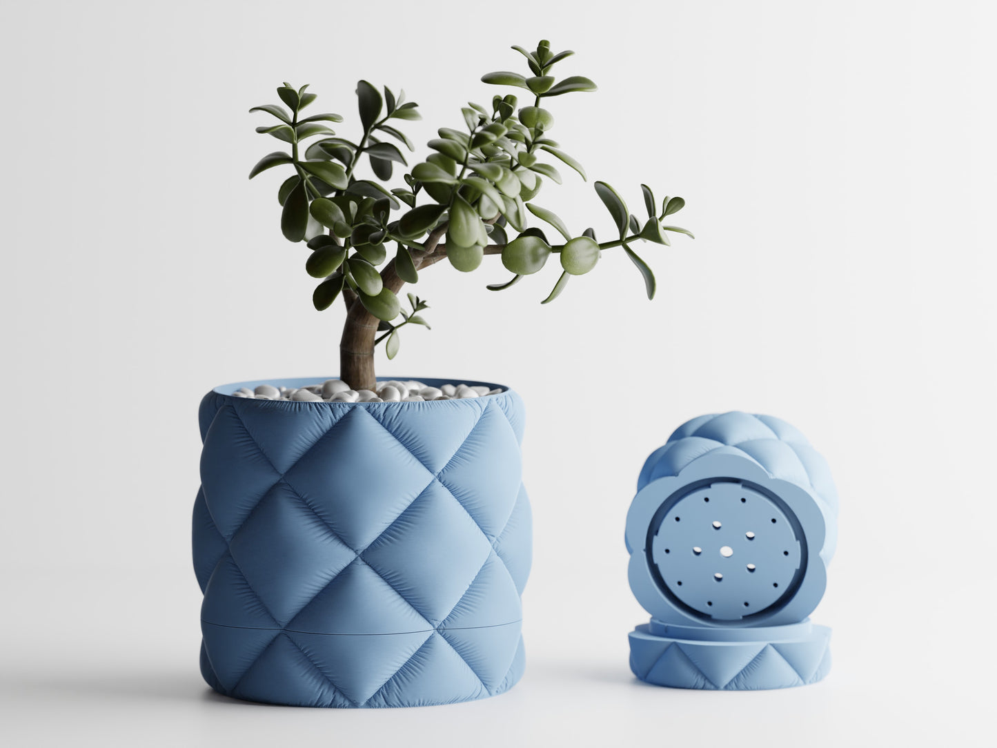 Inflated Cloth plant pot with drip tray