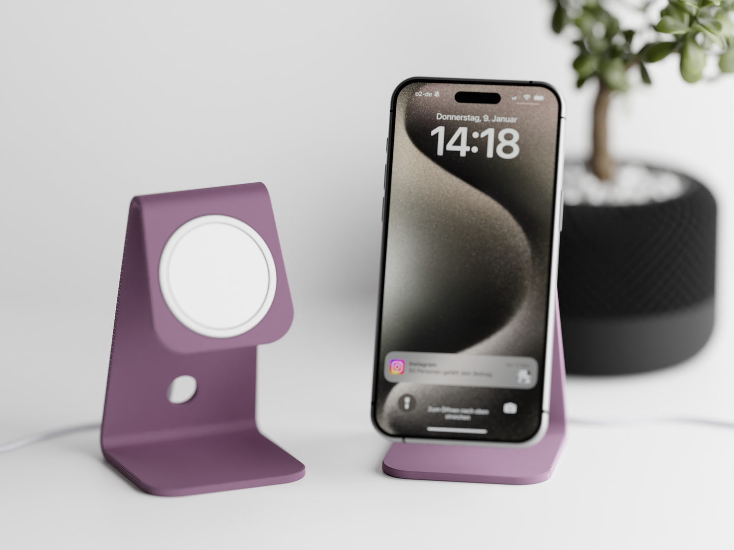 Minimalistic iPhone stand with place for MagSafe charger