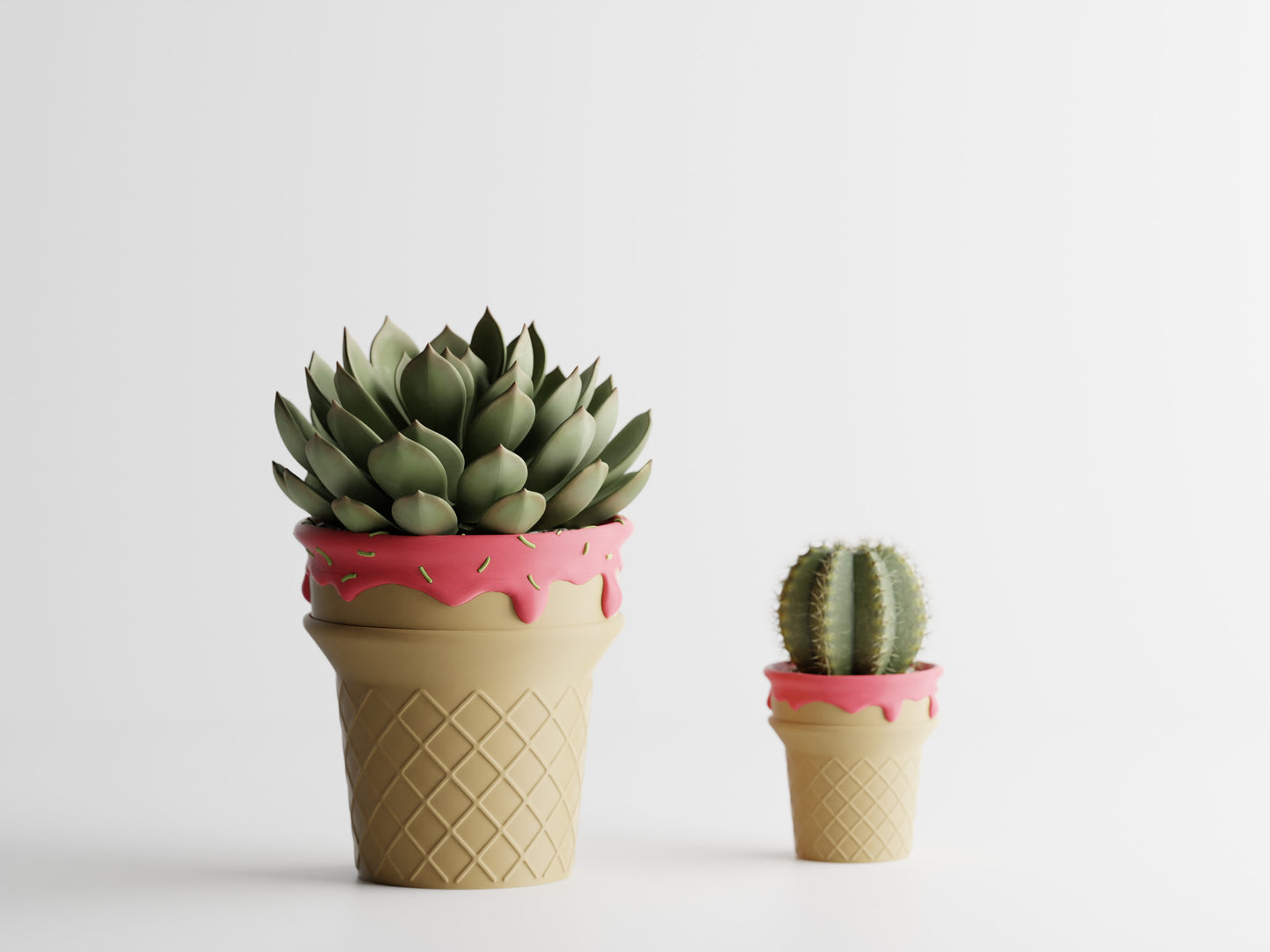 Ice Cream Cone Pot Planter - With sprinkles
