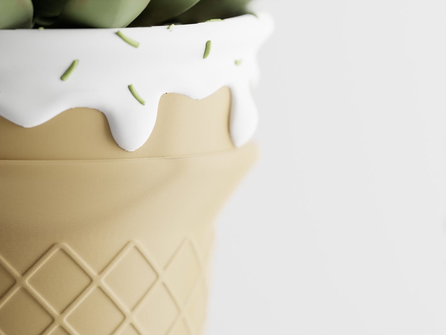 Ice Cream Cone Pot Planter - With sprinkles